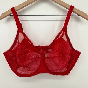 Wacoal Retro Chic Full Figure Underwire Bra 855186 Red 38DD Chantilly Lace